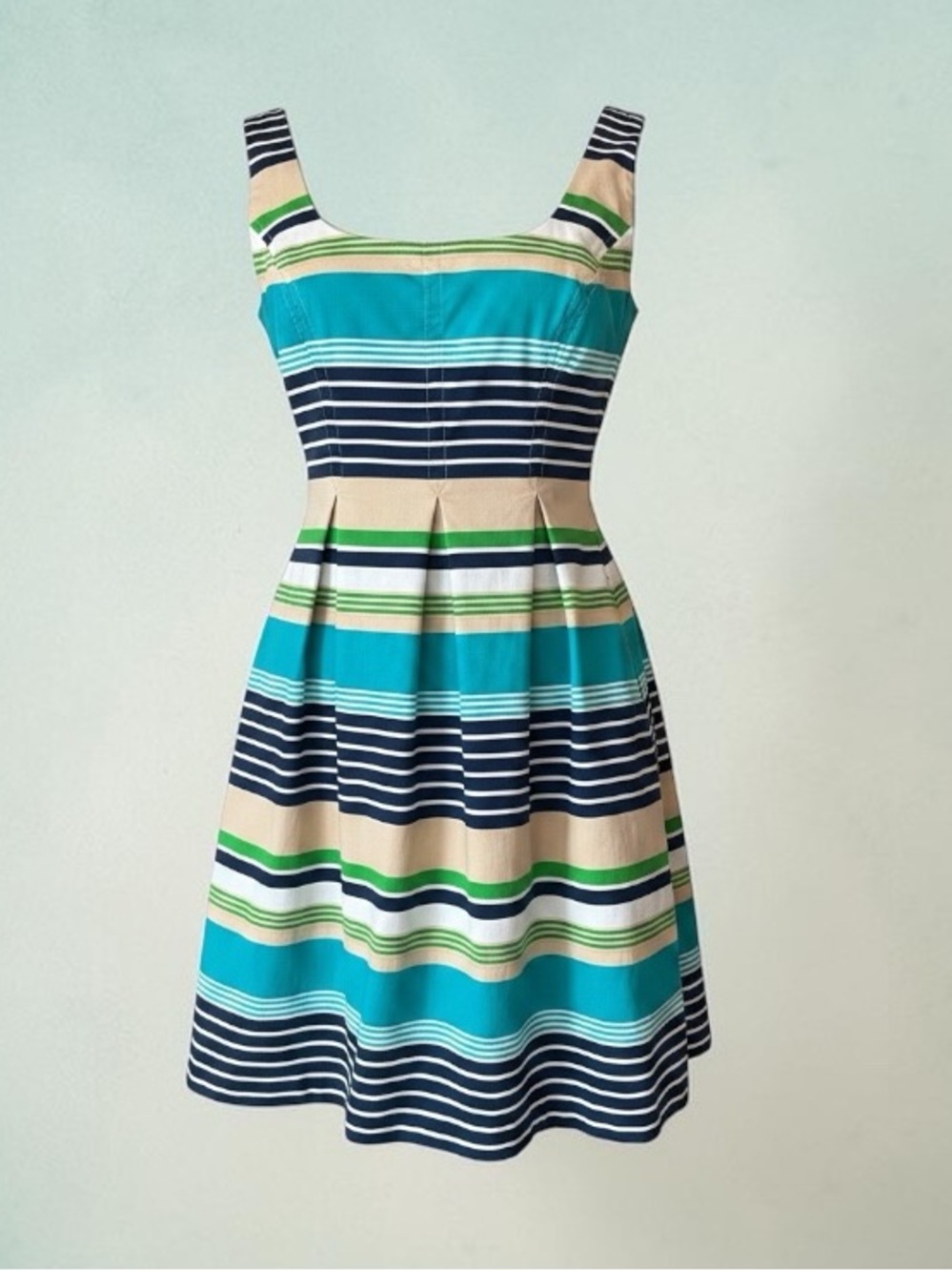 Nine West Multicolor Stripe Fit & Flare Sleeveless Dress Size 6P
